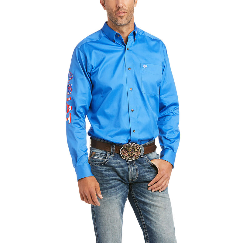 Ariat Hemden Herren - Team Logo Twill Fitted Blau ( PRFZQ-4197 )